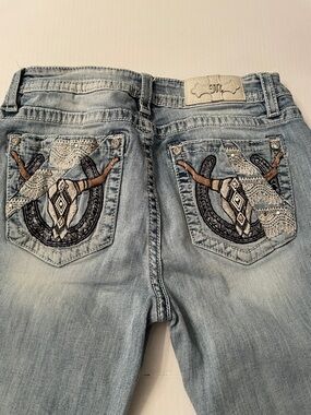 Miss Me Light Blue Embroidered Boot Cut Jeans